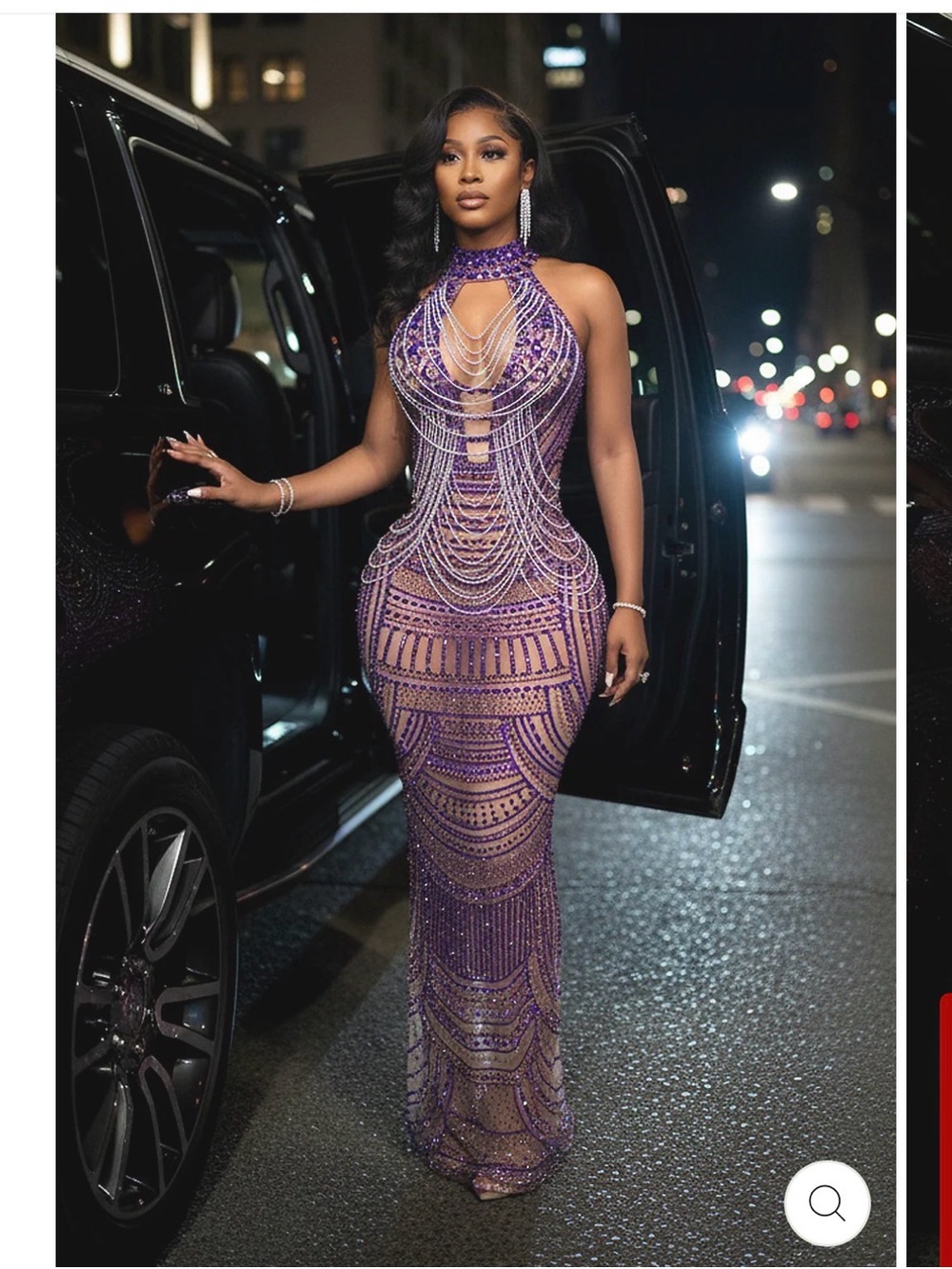 Lux Embellished Purple Evening Gown - Statement Halter Dress